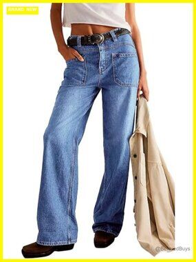 High Waisted Straight Leg Baggy Boyfriend Jeans Cargo Pants